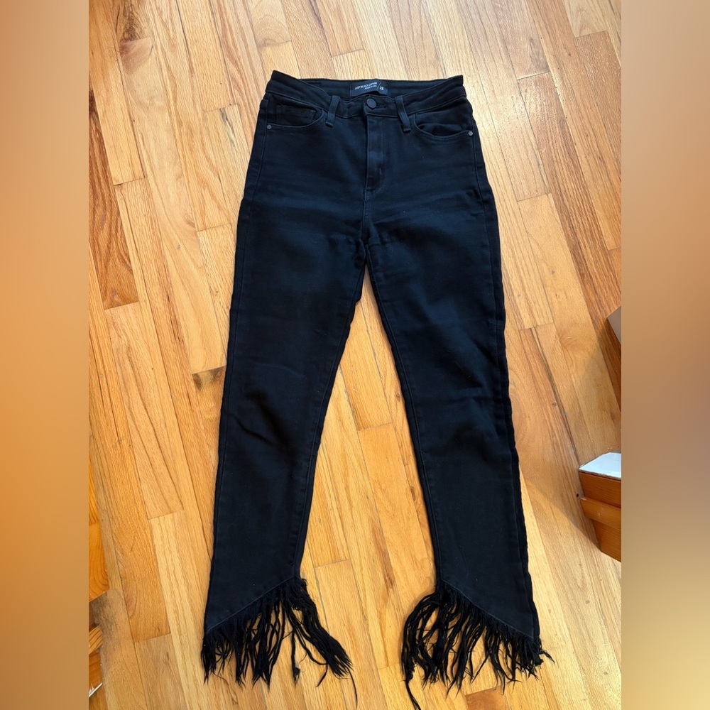 Just Black Denim Jeans with Fringe Bottom